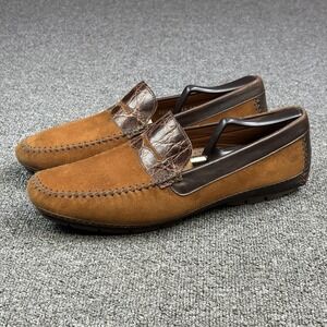Moreschi Brown Suede Driving Loafers Size 10.5 Italy Penny Loafer Moccasin Shoes